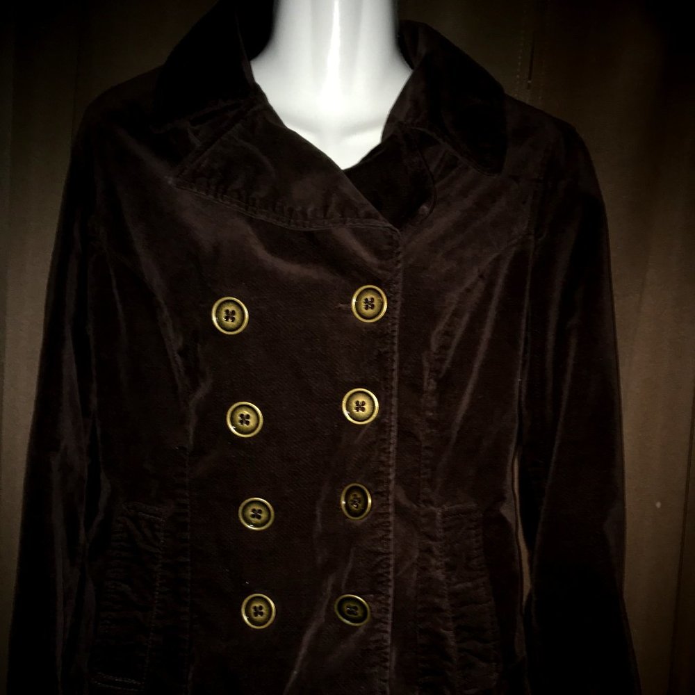 Mossimo Brown Double-Breasted Button Down Coat - image 1